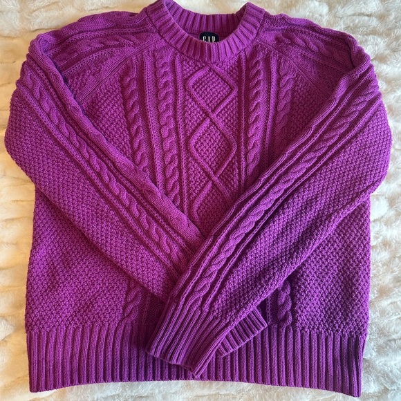 Gap Purple Shock Classic Cable-Knit Sweater size XS - Picture 1 of 3